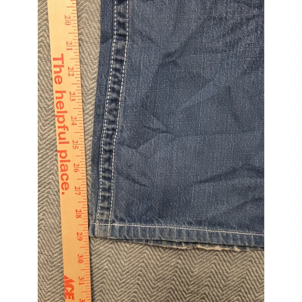 True Religion Bobby Mens Jeans 38x29 Blue Big T Stitch‎ Straight Leg Made in USA